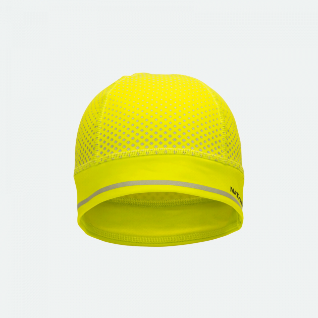 Nathan HyperNight Reflective Ponytail Beanie Hi Vis Yellow/Geo Print